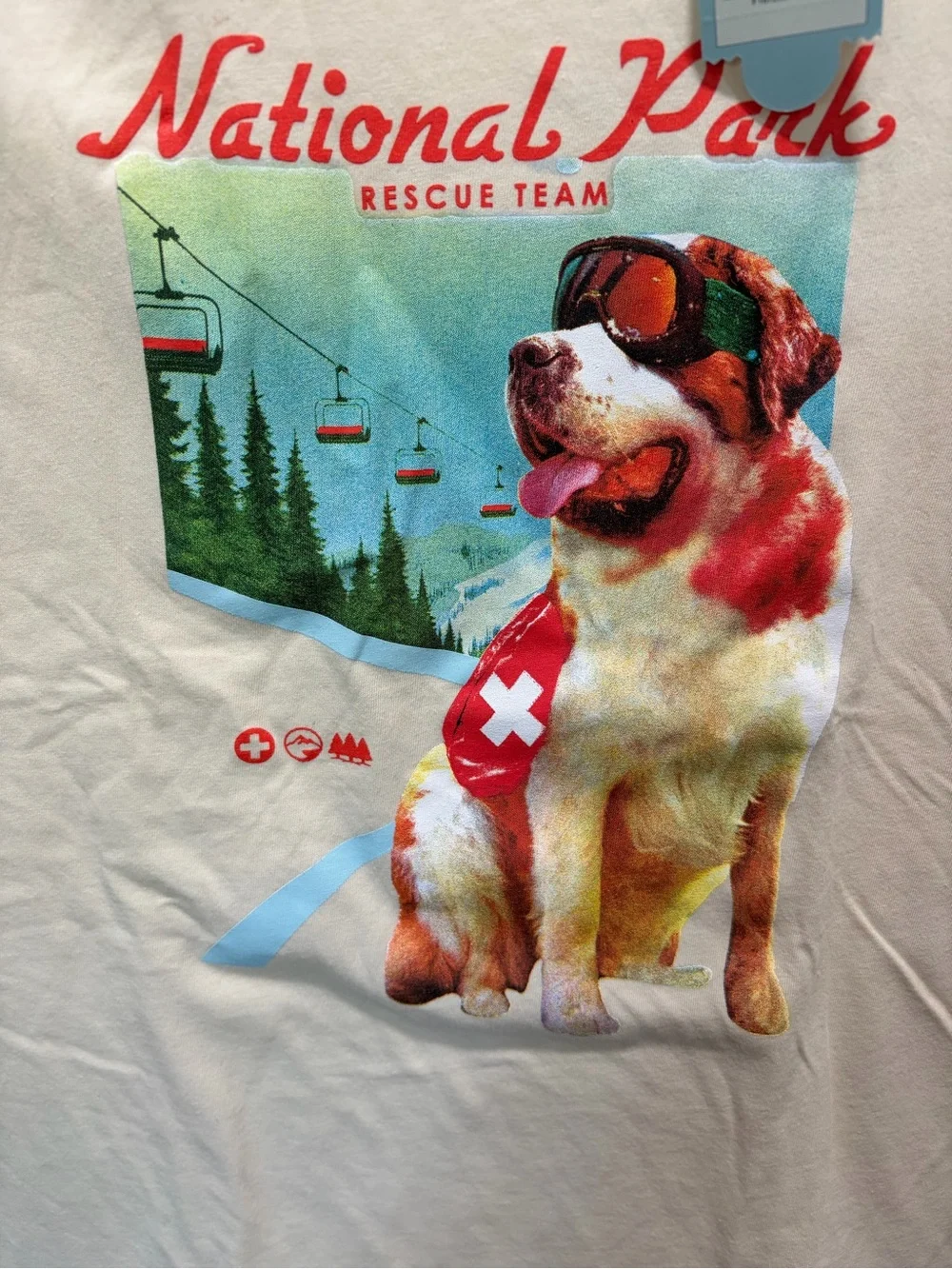 Cat & Jack National Park Rescue Team Dog Graphic Long-Sleeve Tee - Cream & Red